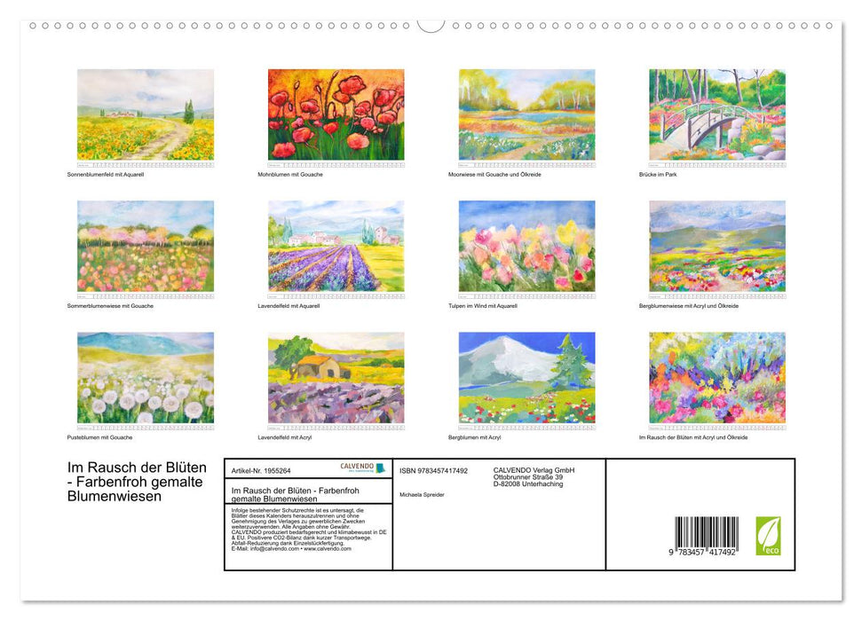 Im Rausch der Blüten - Farbenfroh gemalte Blumenwiesen (CALVENDO Premium Wandkalender 2026)