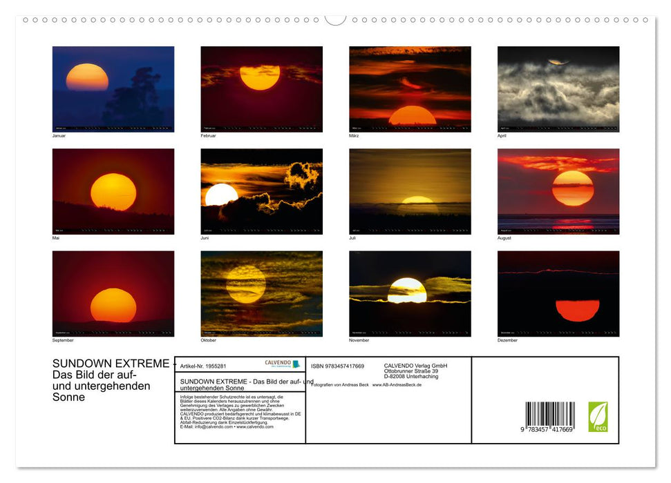 SUNDOWN EXTREME - Das Bild der auf- und untergehenden Sonne (CALVENDO Premium Wandkalender 2026)