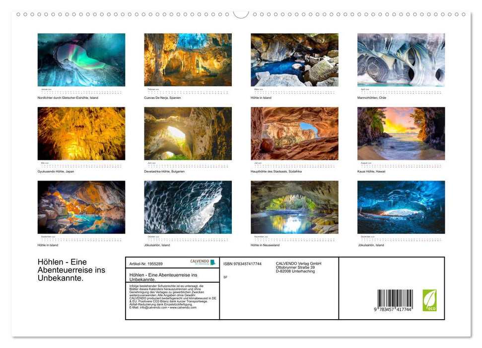 Höhlen - Eine Abenteuerreise ins Unbekannte. (CALVENDO Premium Wandkalender 2026)