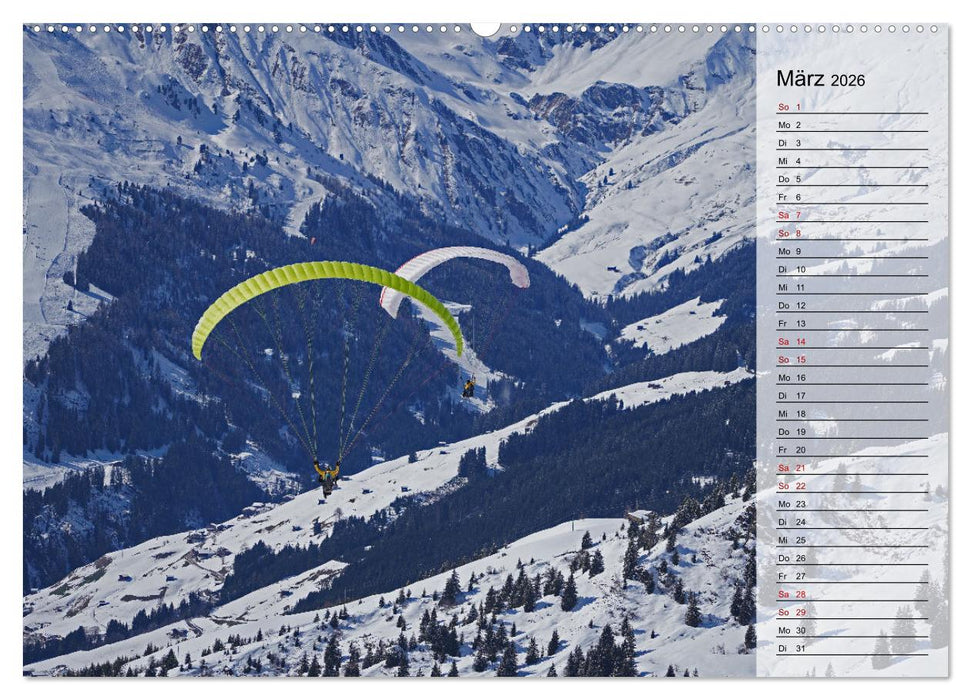 Gleitschirmfliegen in den Tuxer Alpen (CALVENDO Premium Wandkalender 2026)