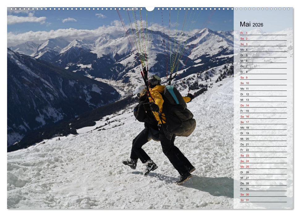 Gleitschirmfliegen in den Tuxer Alpen (CALVENDO Premium Wandkalender 2026)
