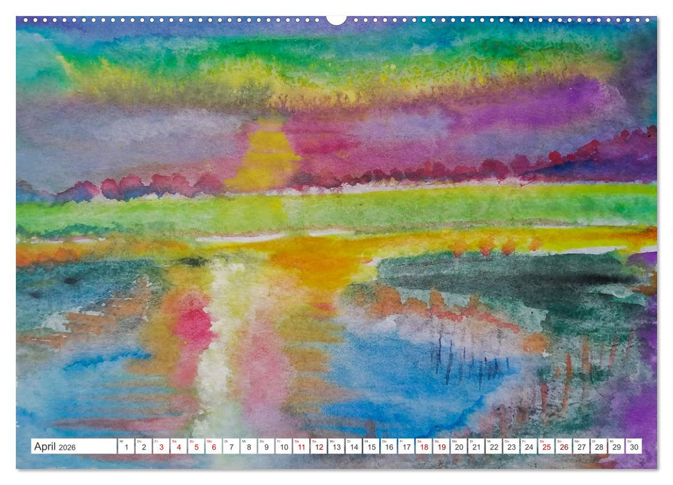 Roland Reiff Aquarelle Himmelslanschaften (CALVENDO Premium Wandkalender 2026)