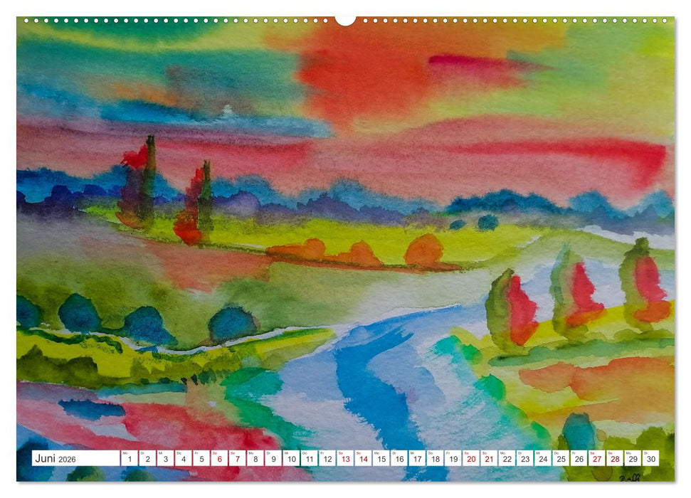 Roland Reiff Aquarelle Himmelslanschaften (CALVENDO Premium Wandkalender 2026)