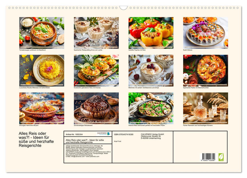 Alles Reis oder was?! - Ideen für süße und herzhafte Reisgerichte (CALVENDO Wandkalender 2026)