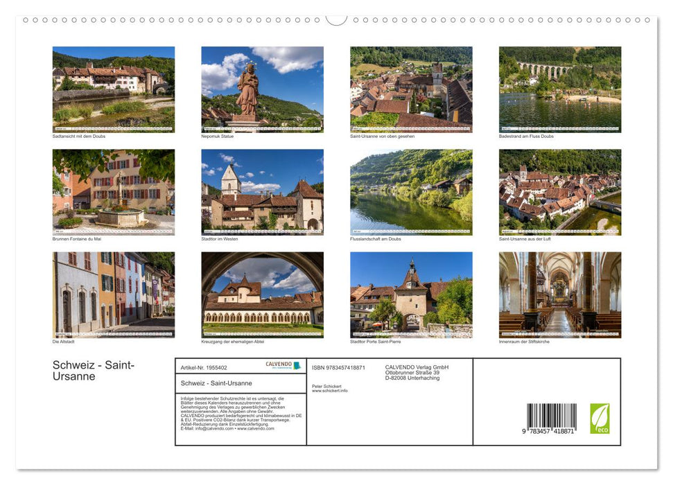 Schweiz - Saint-Ursanne (CALVENDO Premium Wandkalender 2026)