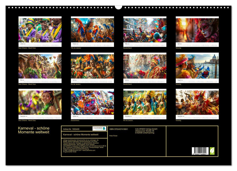 Karneval - schöne Momente weltweit (CALVENDO Wandkalender 2026)
