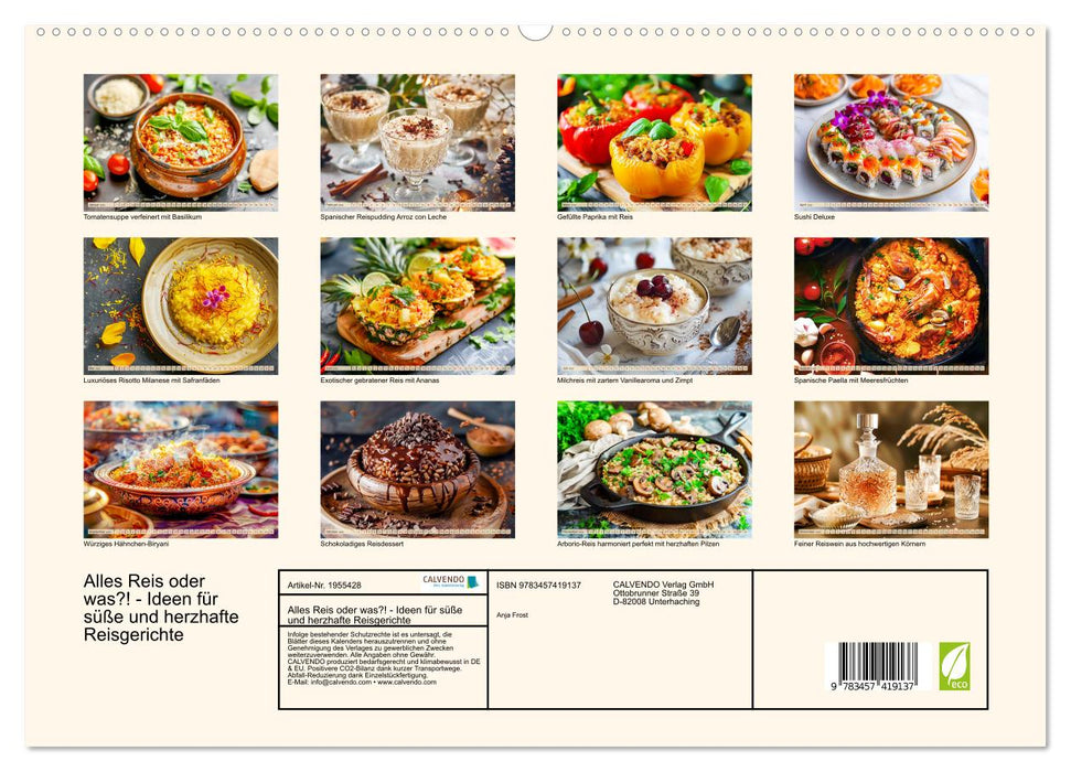 Alles Reis oder was?! - Ideen für süße und herzhafte Reisgerichte (CALVENDO Premium Wandkalender 2026)