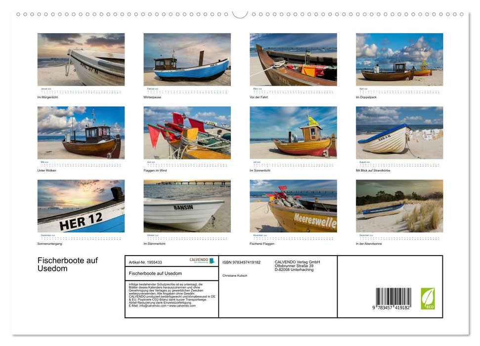 Fischerboote auf Usedom (CALVENDO Premium Wandkalender 2026)