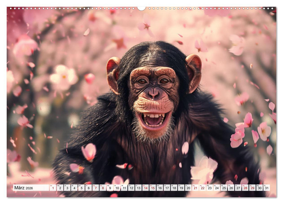 Schimpansen - Ein Jahr mit Menschenaffen. (CALVENDO Premium Wandkalender 2026)