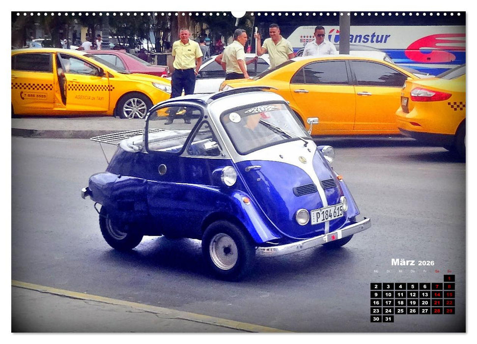 Auto-Zwerge - Europäische Kleinstwagen auf Kuba (CALVENDO Premium Wandkalender 2026)