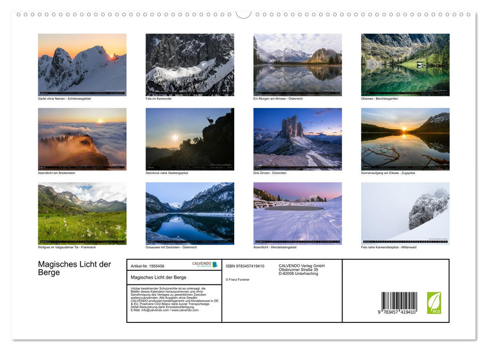 Magisches Licht der Berge (CALVENDO Premium Wandkalender 2026)