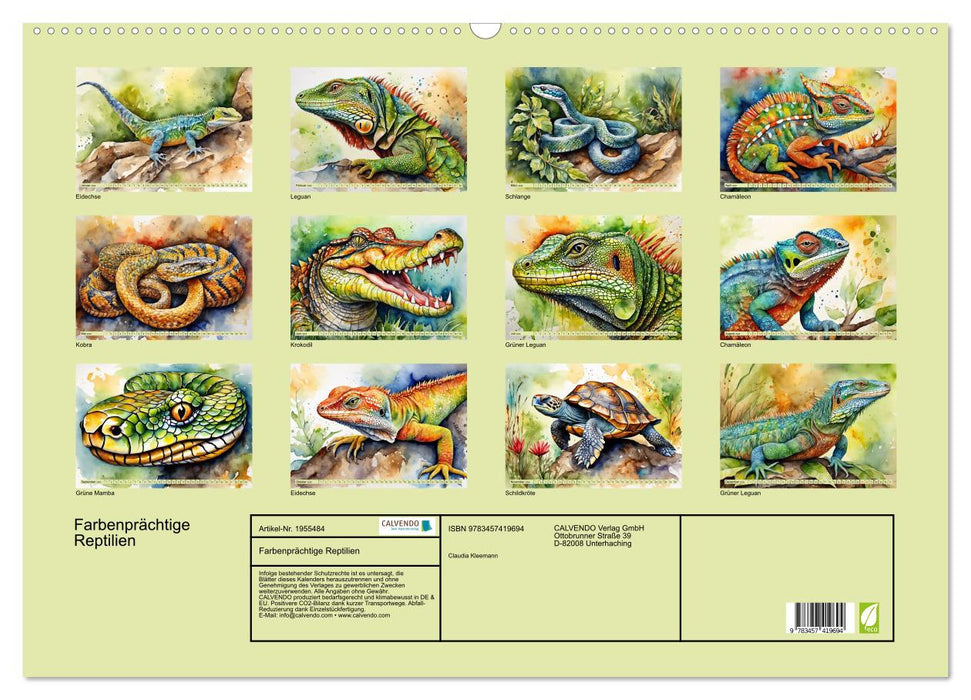 Farbenprächtige Reptilien (CALVENDO Wandkalender 2026)