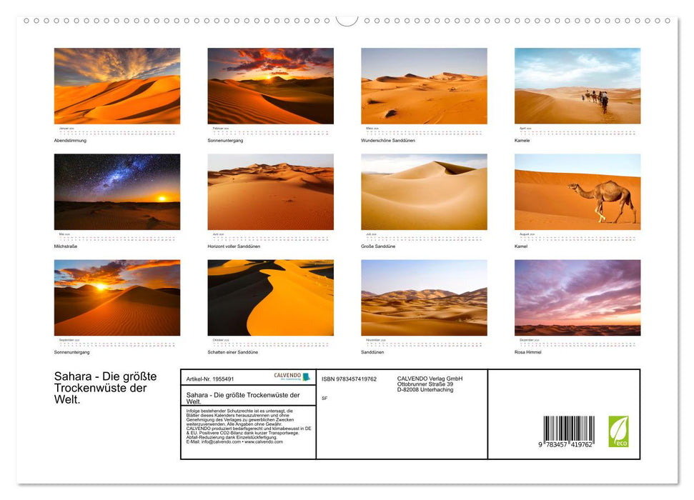 Sahara - Die größte Trockenwüste der Welt. (CALVENDO Premium Wandkalender 2026)