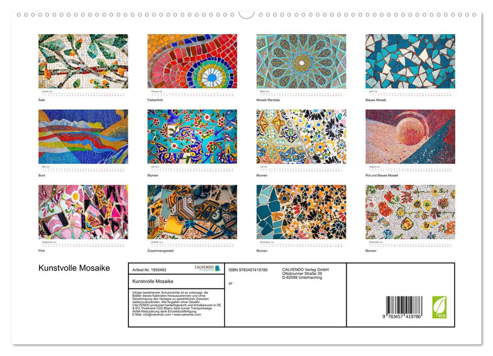 Kunstvolle Mosaike (CALVENDO Premium Wandkalender 2026)