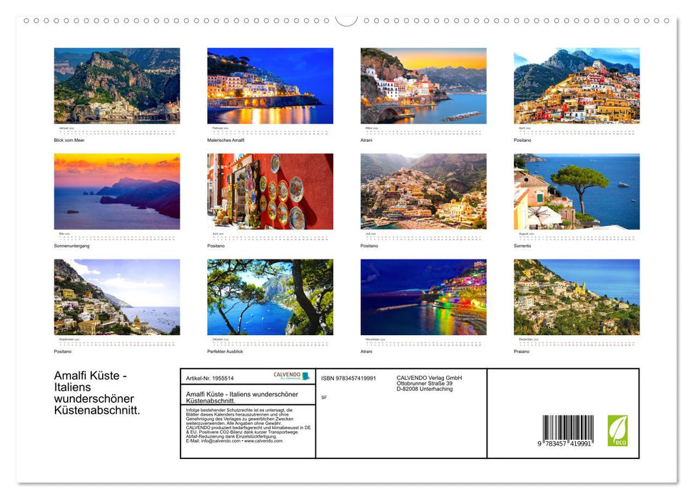 Amalfi Küste - Italiens wunderschöner Küstenabschnitt. (CALVENDO Premium Wandkalender 2026)