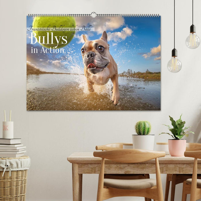 Bullys in Action - Französische Bulldoggen lieben Bälle (CALVENDO Wandkalender 2026)