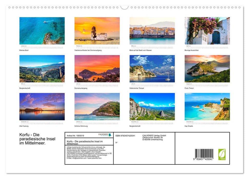 Korfu - Die paradiesische Insel im Mittelmeer. (CALVENDO Premium Wandkalender 2026)