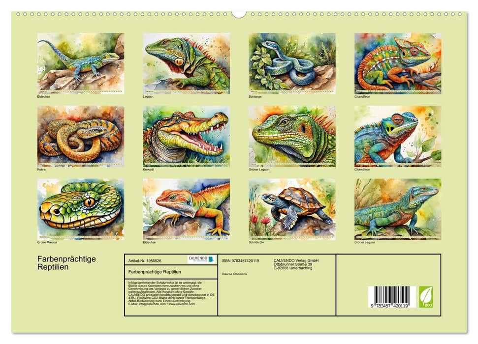 Farbenprächtige Reptilien (CALVENDO Premium Wandkalender 2026)