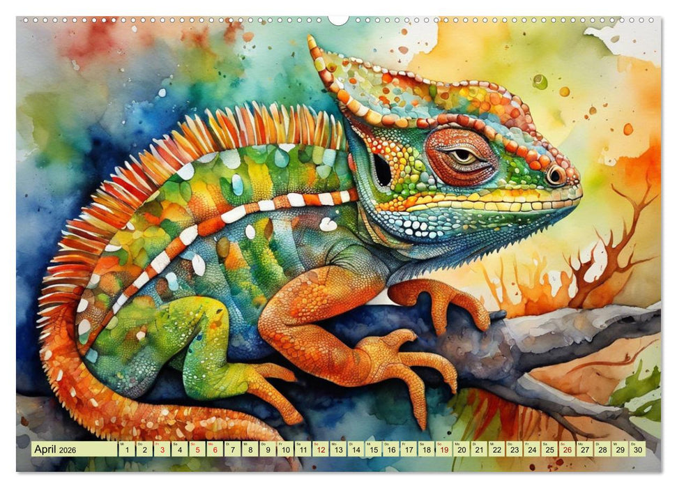Farbenprächtige Reptilien (CALVENDO Premium Wandkalender 2026)