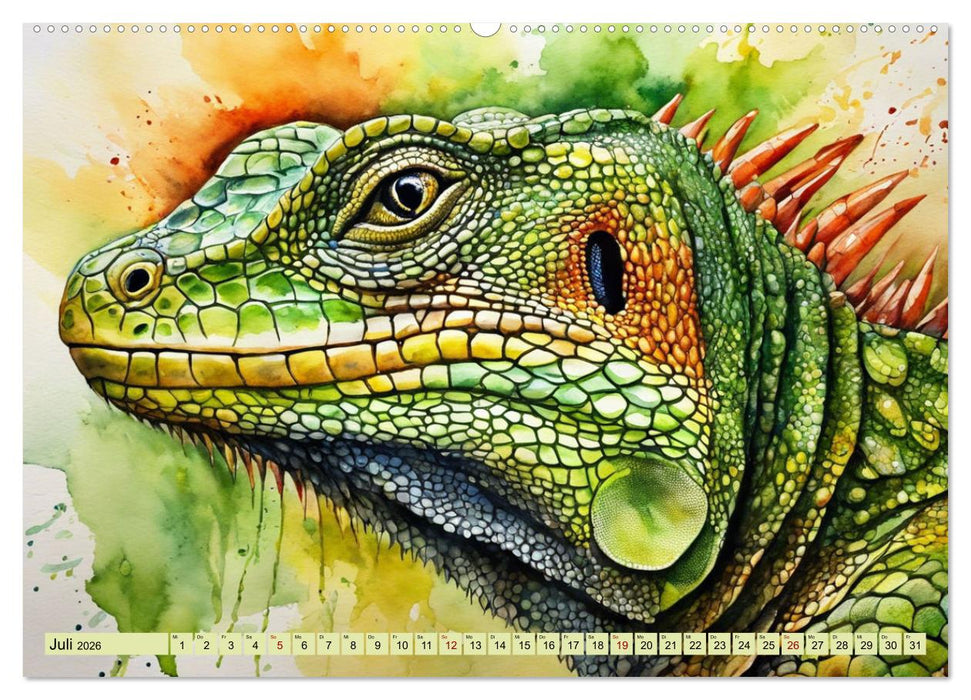 Farbenprächtige Reptilien (CALVENDO Premium Wandkalender 2026)