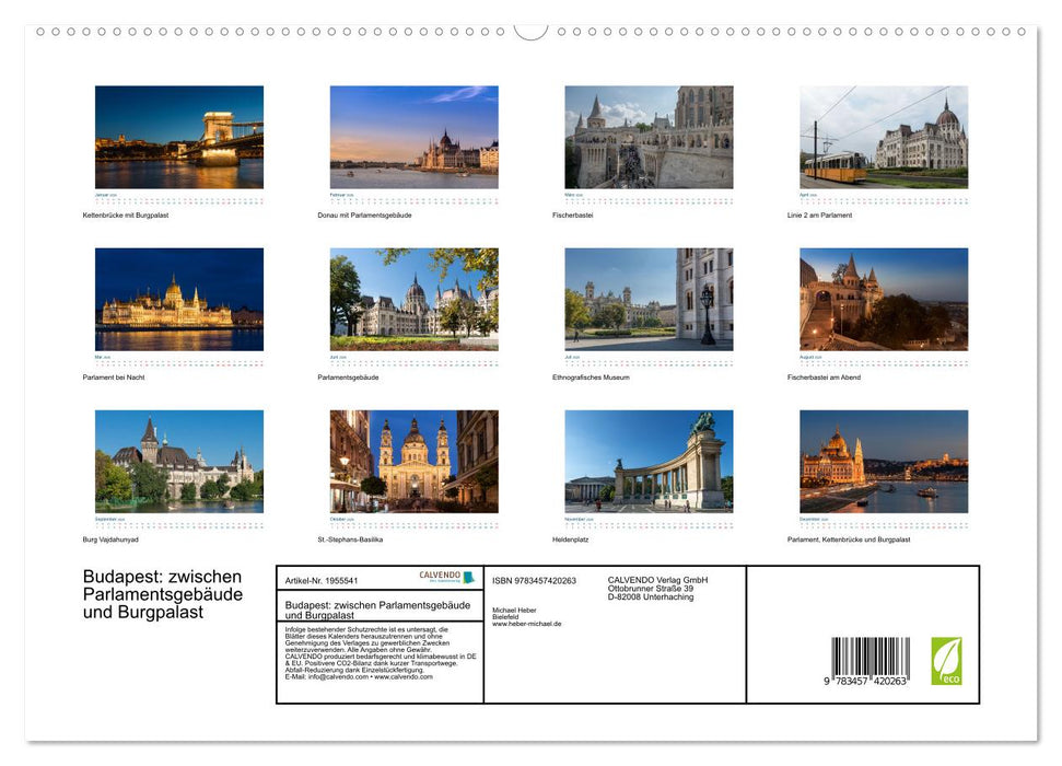 Budapest: zwischen Parlamentsgebäude und Burgpalast (CALVENDO Premium Wandkalender 2026)