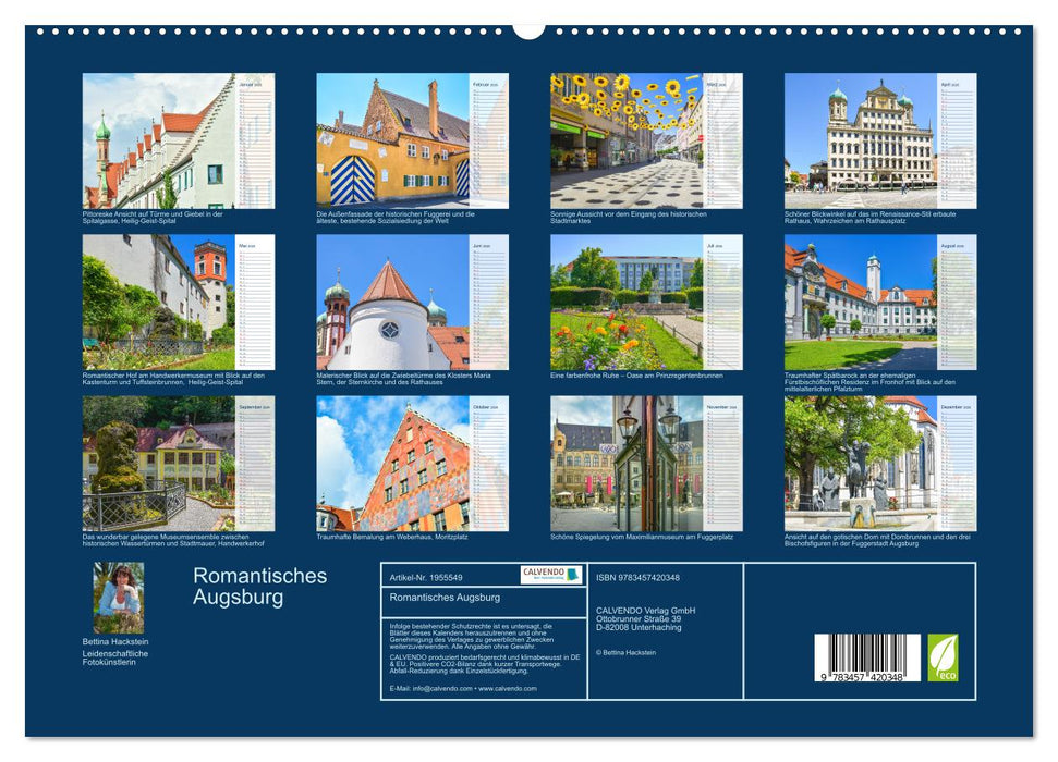 Romantisches Augsburg (CALVENDO Premium Wandkalender 2026)