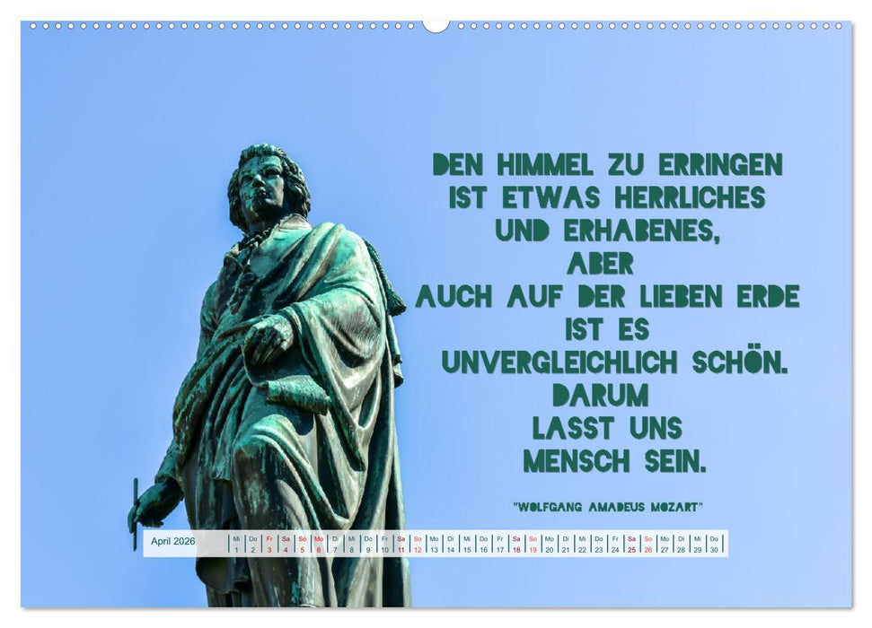 Salzburg, die romantische Stadt mit Zitaten von Wolfgang Amadeus Mozart (CALVENDO Premium Wandkalender 2026)