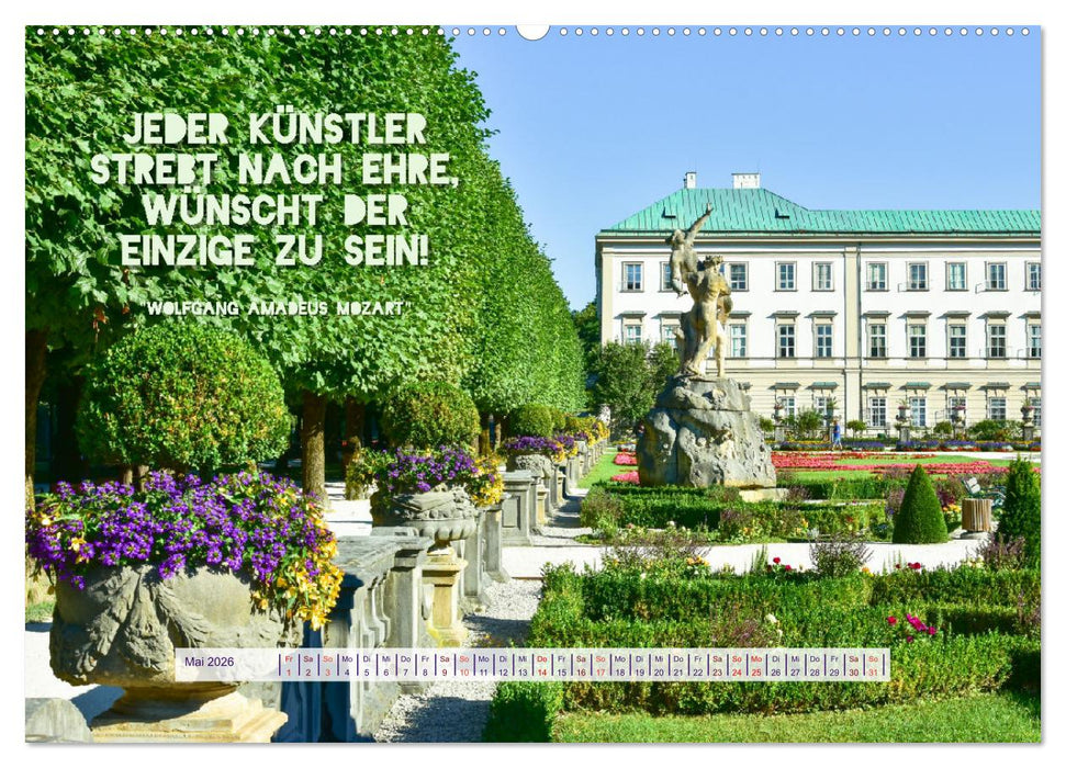 Salzburg, die romantische Stadt mit Zitaten von Wolfgang Amadeus Mozart (CALVENDO Premium Wandkalender 2026)