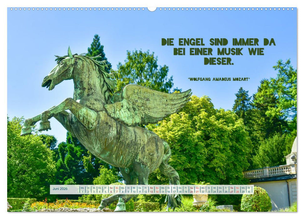 Salzburg, die romantische Stadt mit Zitaten von Wolfgang Amadeus Mozart (CALVENDO Premium Wandkalender 2026)