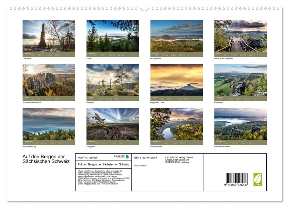 Auf den Bergen der Sächsischen Schweiz (CALVENDO Premium Wandkalender 2026)