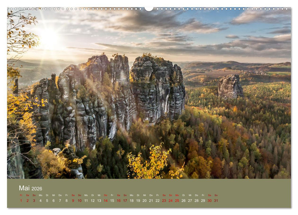 Auf den Bergen der Sächsischen Schweiz (CALVENDO Premium Wandkalender 2026)