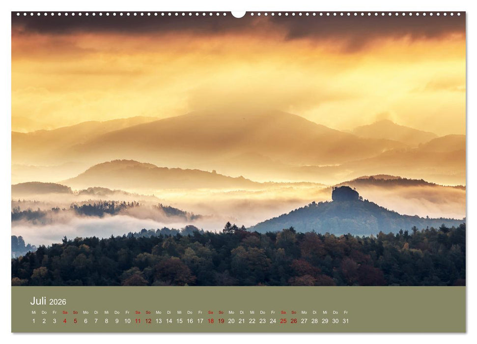 Auf den Bergen der Sächsischen Schweiz (CALVENDO Premium Wandkalender 2026)