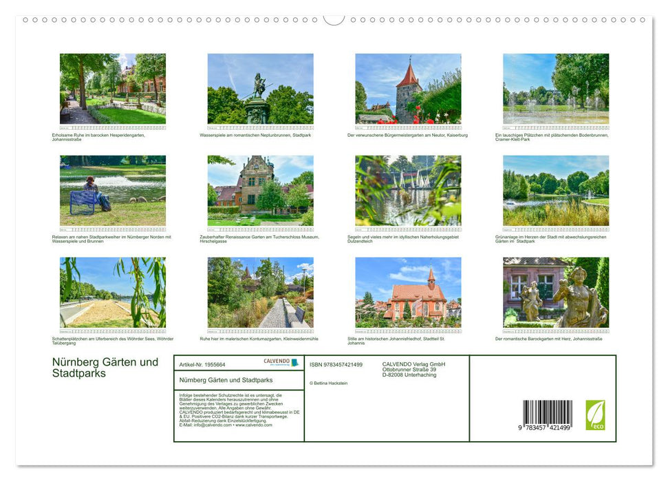 Nürnberg Gärten und Stadtparks (CALVENDO Premium Wandkalender 2026)