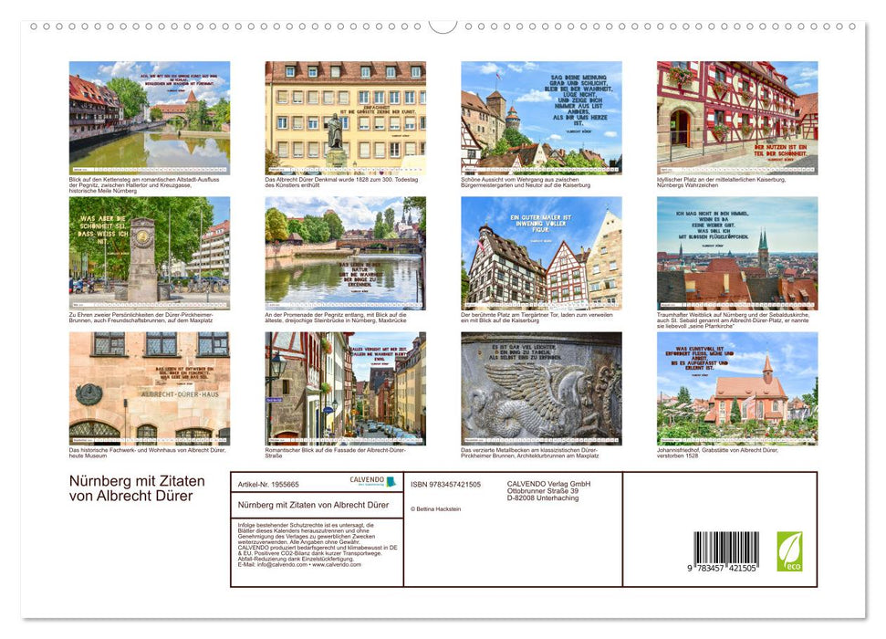 Nürnberg mit Zitaten von Albrecht Dürer (CALVENDO Premium Wandkalender 2026)