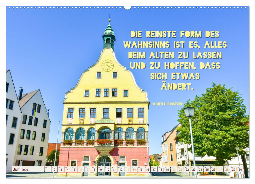 Ulmer Ansichten mit Zitaten von Albert Einstein (CALVENDO Premium Wandkalender 2026)