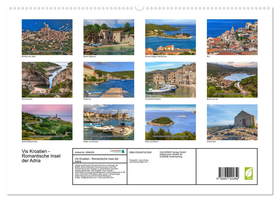 Vis Kroatien - Romantische Insel der Adria (CALVENDO Premium Wandkalender 2026)