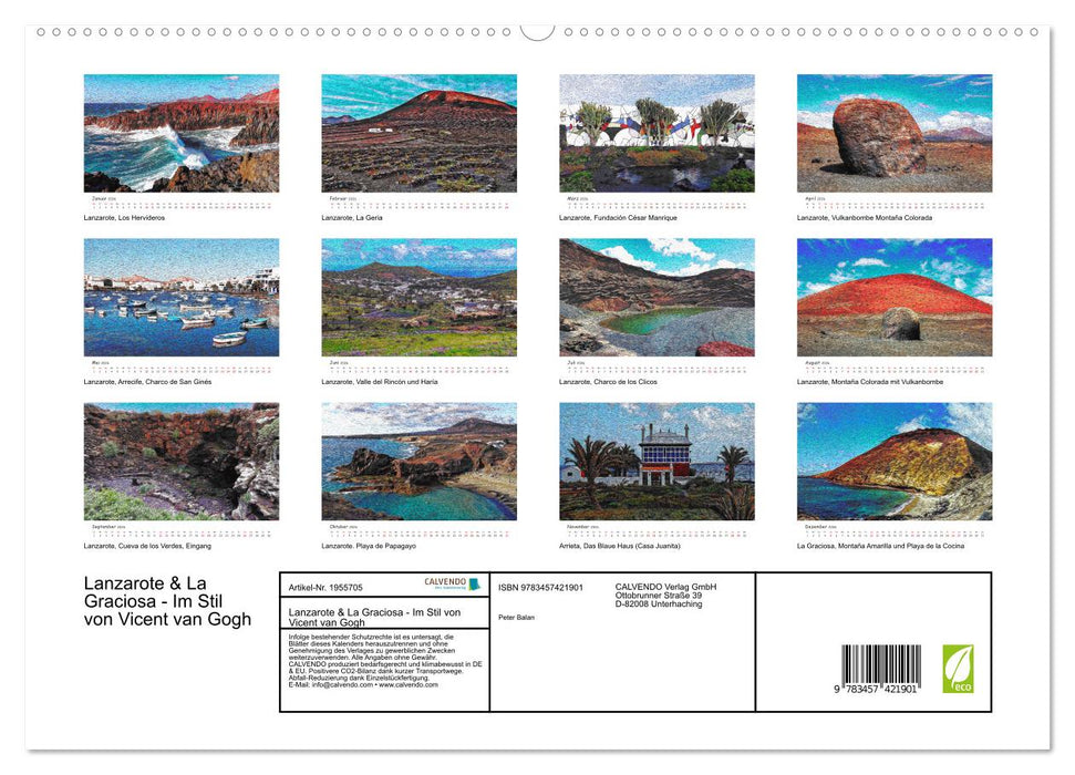 Lanzarote & La Graciosa - Im Stil von Vicent van Gogh (CALVENDO Premium Wandkalender 2026)