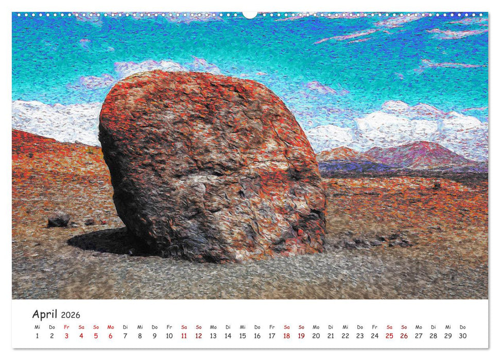 Lanzarote & La Graciosa - Im Stil von Vicent van Gogh (CALVENDO Premium Wandkalender 2026)
