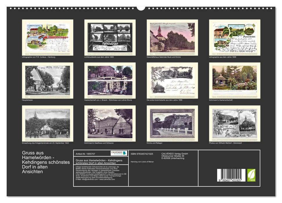 Gruss aus Hamelwörden - Kehdingens schönstes Dorf in alten Ansichten (CALVENDO Premium Wandkalender 2026)