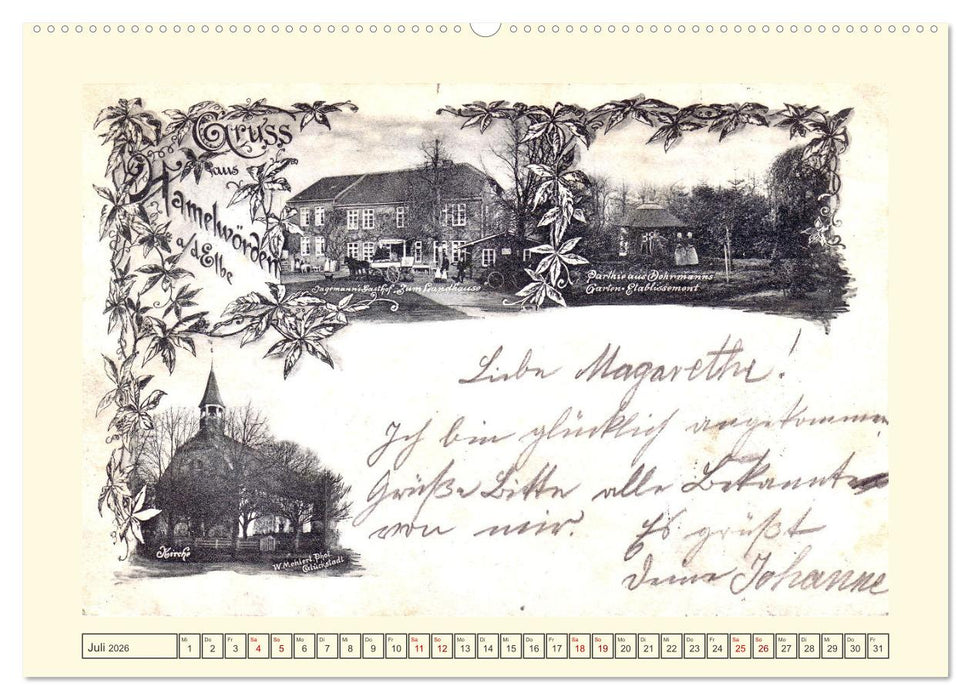 Gruss aus Hamelwörden - Kehdingens schönstes Dorf in alten Ansichten (CALVENDO Premium Wandkalender 2026)
