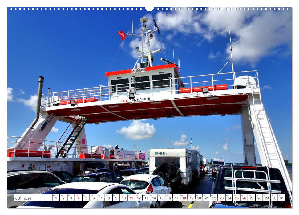 Elbfähre - Glückstadt-Wischhafen (CALVENDO Premium Wandkalender 2026)