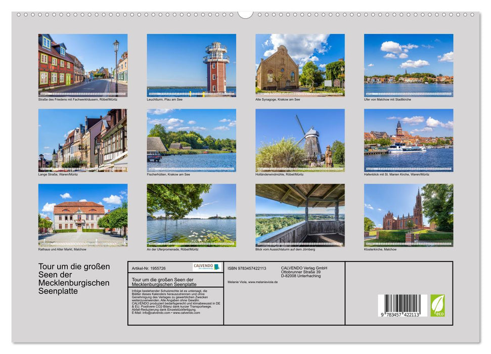 Tour um die großen Seen der Mecklenburgischen Seenplatte (CALVENDO Premium Wandkalender 2026)