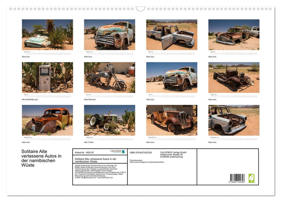 Solitaire Alte verlassene Autos in der namibischen Wüste (CALVENDO Wandkalender 2026)