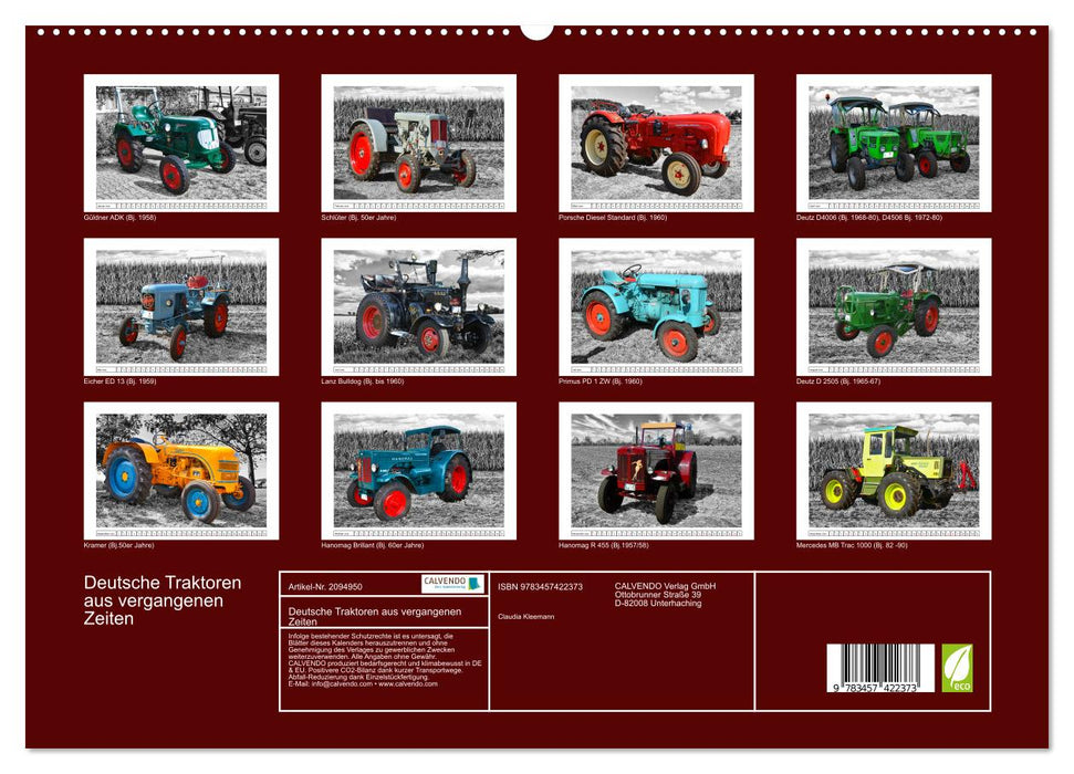 Deutsche Traktoren aus vergangenen Zeiten (CALVENDO Premium Wandkalender 2026)