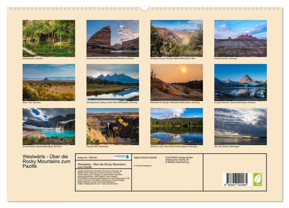 Westwärts - Über die Rocky Mountains zum Pazifik (CALVENDO Premium Wandkalender 2026)