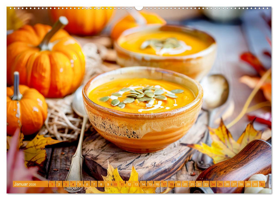 Alles Kürbis oder was?! - Kulinarische Ideen rund um den Kürbis (CALVENDO Wandkalender 2026)