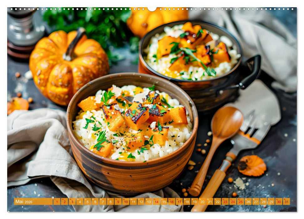 Alles Kürbis oder was?! - Kulinarische Ideen rund um den Kürbis (CALVENDO Wandkalender 2026)