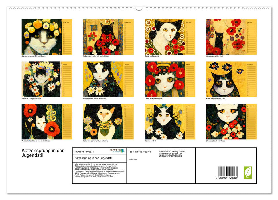 Katzensprung in den Jugendstil (CALVENDO Premium Wandkalender 2026)