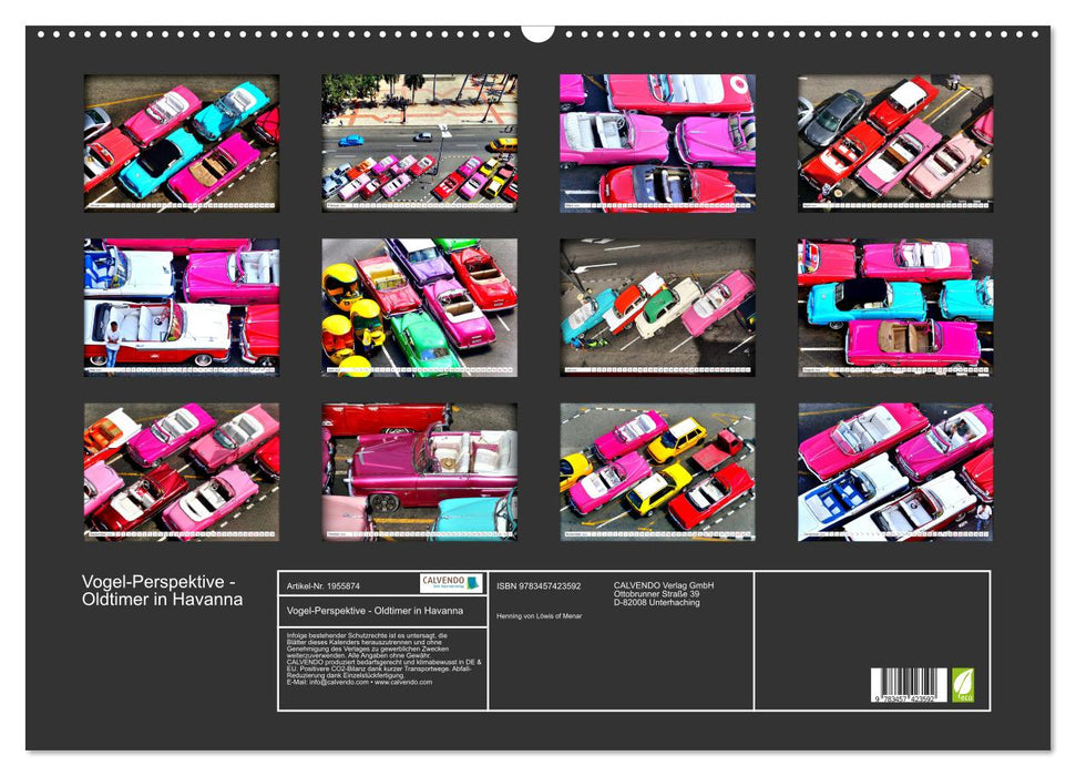 Vogel-Perspektive - Oldtimer in Havanna (CALVENDO Wandkalender 2026)