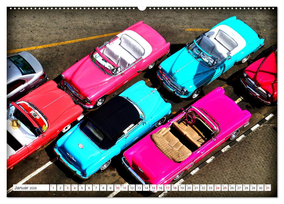 Vogel-Perspektive - Oldtimer in Havanna (CALVENDO Wandkalender 2026)